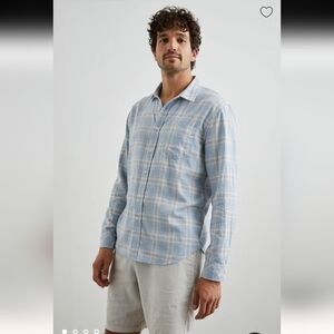 Rails Wyatt faded blue grey plaid button down soft cotton shirt L